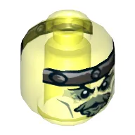 Minifig Head Bow Master Soul Archer, Gray Goatee, Yellowish Green Eyes and Metal Band on Front and Back Print