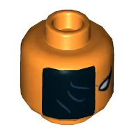 Minifig Head Deathstroke, Black Half Mask with Dark Blue Wrinkles, Black and White Pointed Left Eye Print [Hollow Stud]