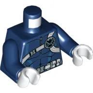 Torso Jumpsuit with Muscles, Utility Belt, White Straps, and SHIELD Logo Print, Dark Blue Arms, White Hands