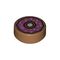 Tile Round 1 x 1 with Doughnut with Dark Pink Frosting and Sprinkles Print