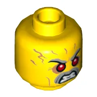 Minifig Head Professor Brainstein, Gray Eyebrows and Moustache, Red Eyes, Angry, Wrinkles Print [Hollow Stud]