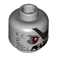 Minifig Head Zombie Pirate, Red Eye, Eyepatch, Stubble, Large Teeth