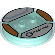 Function Brick Round 4 x 4 x 2/3 with 2 Studs and Black 'Aperture' Print