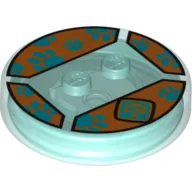 Function Brick Round 4 x 4 x 2/3 with 2 Studs and Blue and Orange 'SD' Print