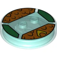 Function Brick Round 4 x 4 x 2/3 with 2 Studs and Aquaman Logo with Orange Scales print