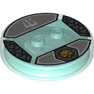 Function Brick Round 4 x 4 x 2/3 with 2 Studs and Gold Zane Symbol and White Asian Character Print