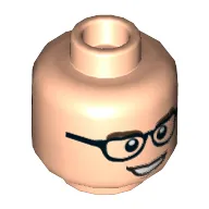 Minifig Head Leonard Hofstadter, Dual Sided, Glasses, Brown Eyebrows, Open Mouth / Confused [Hollow Stud]