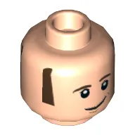 Minifig Head Howard Wolowitz, Brown Sideburns, Lopsided Smile, Open Smile Print