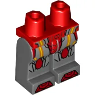 Hips and Dark Bluish Gray Legs with Armour, Dark Red Toes