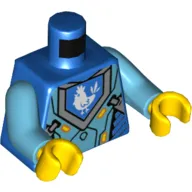Torso Armor, Medium Azure Plates, Blue Pentagon with White Chicken Print, Medium Azure Arms, Yellow Hands