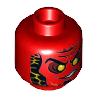 Minifig Head Magmar, Eyebrows, Yellow Eyes, Orange Scales on Front and Back Print [Hollow Stud]