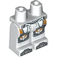 Hips and White Legs with Orange and Gold Circuitry and Light Bluish Gray Armor, Knee Pads and Toes Print