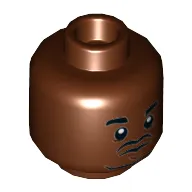 Minifig Head Barry, Beard, Eyebrows, Goatee, Pupils, Dark Bluish Gray Lines under Eyes Print