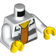 Torso Prison Shirt, '86737', Dark Bluish Gray Stripes, Orange Shirt print, White Arms, Yellow Hands