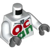 Torso Racing Jacket with Octan Logo, Zipper Print, White Arms, Dark Bluish Hands