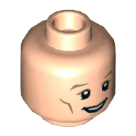 Minifig Head The Doctor (Eleventh), Dual Sided, Dark Tan Eyebrows, Cheek Lines, Open Mouth Smile / Determined Print [Hollow Stud]