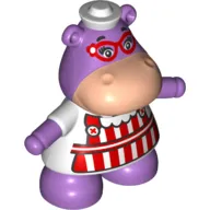 Duplo Figure Hippo with Red and White Apron Print (Hallie)