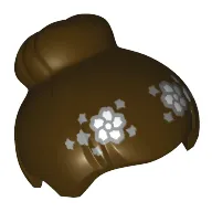 Hair Top Knot Bun with Gray and White Flowers Print