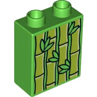 Duplo Brick 1 x 2 x 2 with Bottom Tube - 4 Bamboo Shoots Print