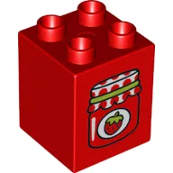 Duplo Brick 2 x 2 x 2 with Strawberry Jam Jar Print