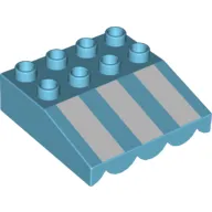 Duplo Roofpiece Slope 33 4 x 4 with Awning Overhang - 3 Short White Stripes Print
