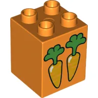 Duplo Brick 2 x 2 x 2 with 2 Carrots Print