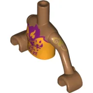 Minidoll Torso Girl with Medium Orange Top with Laces and Magenta Flame Trim, Medium Nougat Arms with Hands with Gold Elves Tattoo Left Print