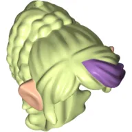 Hair Long Tapered in Back with Braids, Bangs and Elf Ears Light Nougat and Lavender Highlights Print