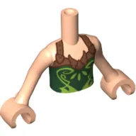 Minidoll Torso Girl with Dark Green Halter Top with Copper Straps and Lime Print, Light Nougat Arms with Hands