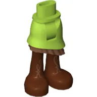 Minidoll Hips and Asymmetrical Layered Skirt with Copper Ruffle, Long Reddish Brown Boots with Copper Print