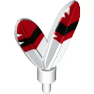 Headwear Accessory Plume / Feathers with Pin and Red Tip with Black Stripe Print