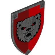 Shield Triangular Long with Bear on Red and Dark Red Background Print