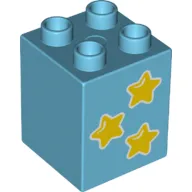 Duplo Brick 2 x 2 x 2 with 3 Yellow Stars Print