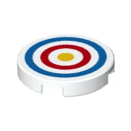Tile Round 2 x 2 with Bottom Stud Holder with Archery Target Print