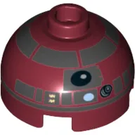 Brick Round 2 x 2 Dome Top, Hollow Stud with Silver Astromech Droid Print (R4-P17)