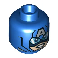 Minifig Head Captain America, 'A' on Forehead, Goggles Print [Hollow Stud]