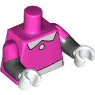 Torso, Dual Molded Arms, White Collar, Button, and Belt Print, Dark Pink Sleeves Pattern, Black Arms, White Hands