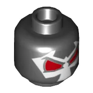 Minifig Head Bane, Dual Sided Wrestler Mask with Large Red Eyes / Lime Hose Print [Hollow Stud]