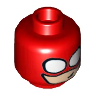 Minifig Head The Flash, Light Nougat Face, Large White Eyes Print [Hollow Stud]