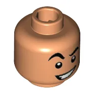 Minifig Head Aladdin, Eyebrows, Raised Right Eyebrow, Crooked Open Smile print [Hollow Stud]
