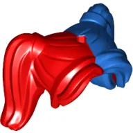 Hair Pigtails High, Long Bangs, Hole on Top, Hair Ties, with Blue Left Half Print