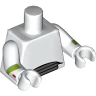 Torso Spacesuit with 3 Dark Bluish Gray Vents at Waist print, White Arms and Hands with Lime Elbow Stripes and Red Spot on Right Wrist Print