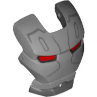 Headwear Accessory Visor Top Hinge with Silver Face Shield, Red Eyes and Black Lines and Shapes Print (War Machine)