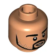 Minifig Head Sami Khedira, Beard and Stubble, White Pupils, Small Open Smile Print [Hollow Stud