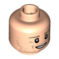 Minifig Head André Schürrle, Dark Tan Eyebrows, Beard Stubble, White Pupils, Chin Dimple, Open Smile Print [Hollow Stud