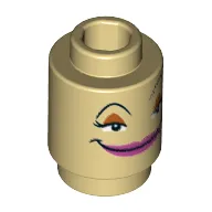 Brick Round 1 x 1 Open Stud with Face with Pink Lips Print (Fifi)