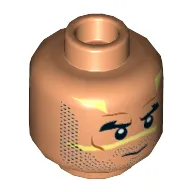 Minifig Head Quinlan Vos, Beard Stubble, Black Thick Eyebrows, Neutral / Bared Teeth Angry Print