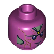 Minifig Head Vision, Dark Purple Eyes, Yellow Spot on Forehead, Sand Green Panels Print