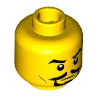 Minifig Head Desert Warrior, Eyebrows, White Pupils, Black Goatee and Dark Orange Cheek Lines Print