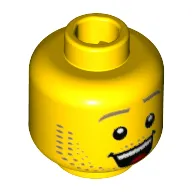Minifig Head Hiker, Dark Tan Eyebrows and Stubble Beard, Open Smile / Raised Left Eyebrow, Lost Print